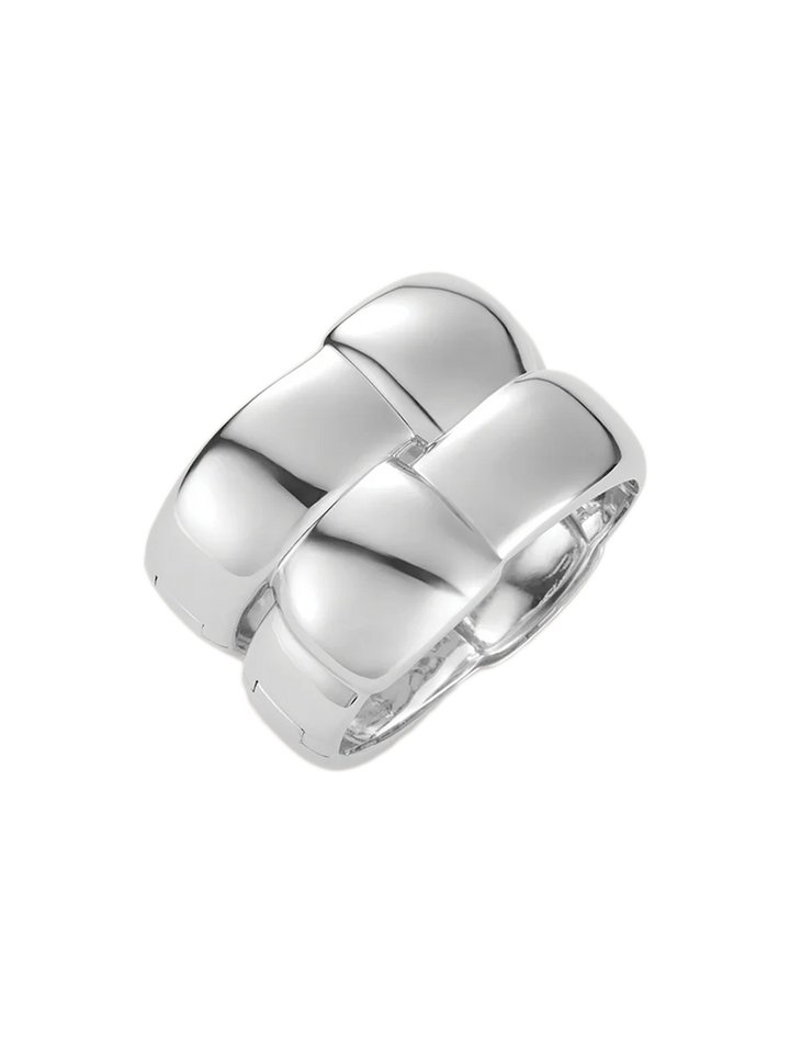 mega woven square bangle in silver