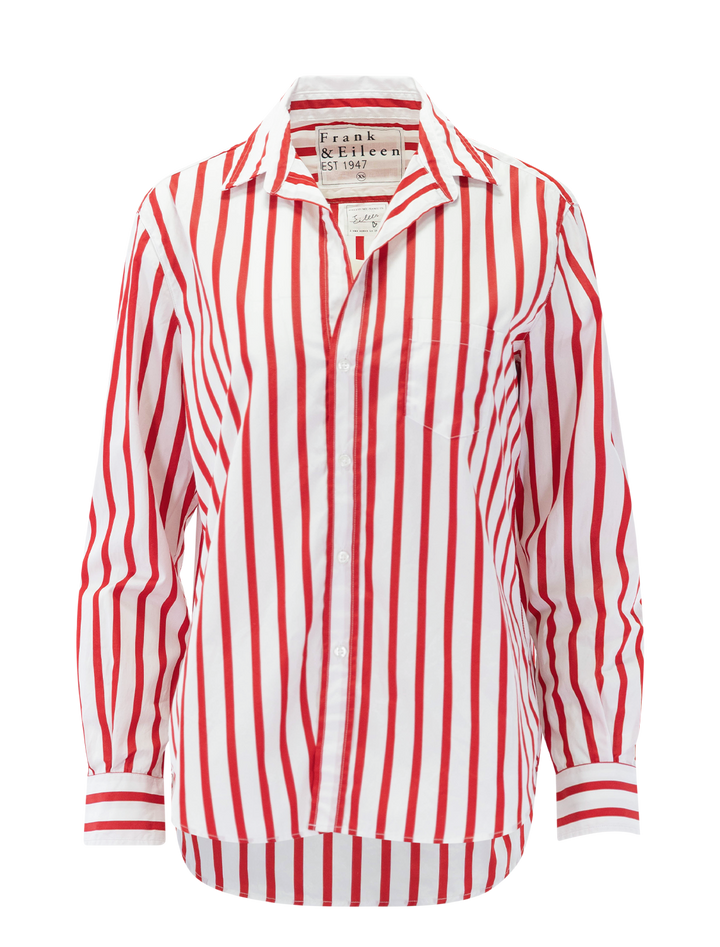 eileen in white and red stripe