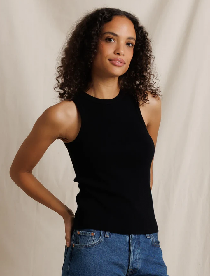 daphne high neck tank in true black