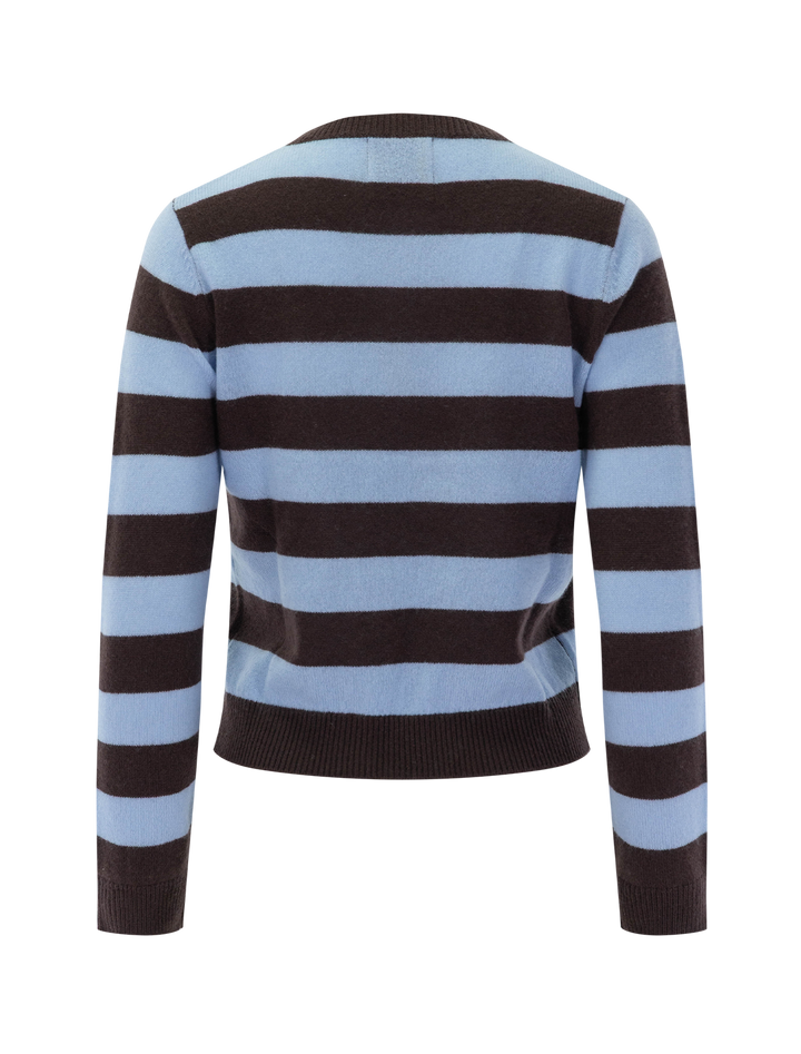 stripe crewneck sweater in pluto and arctic stripe