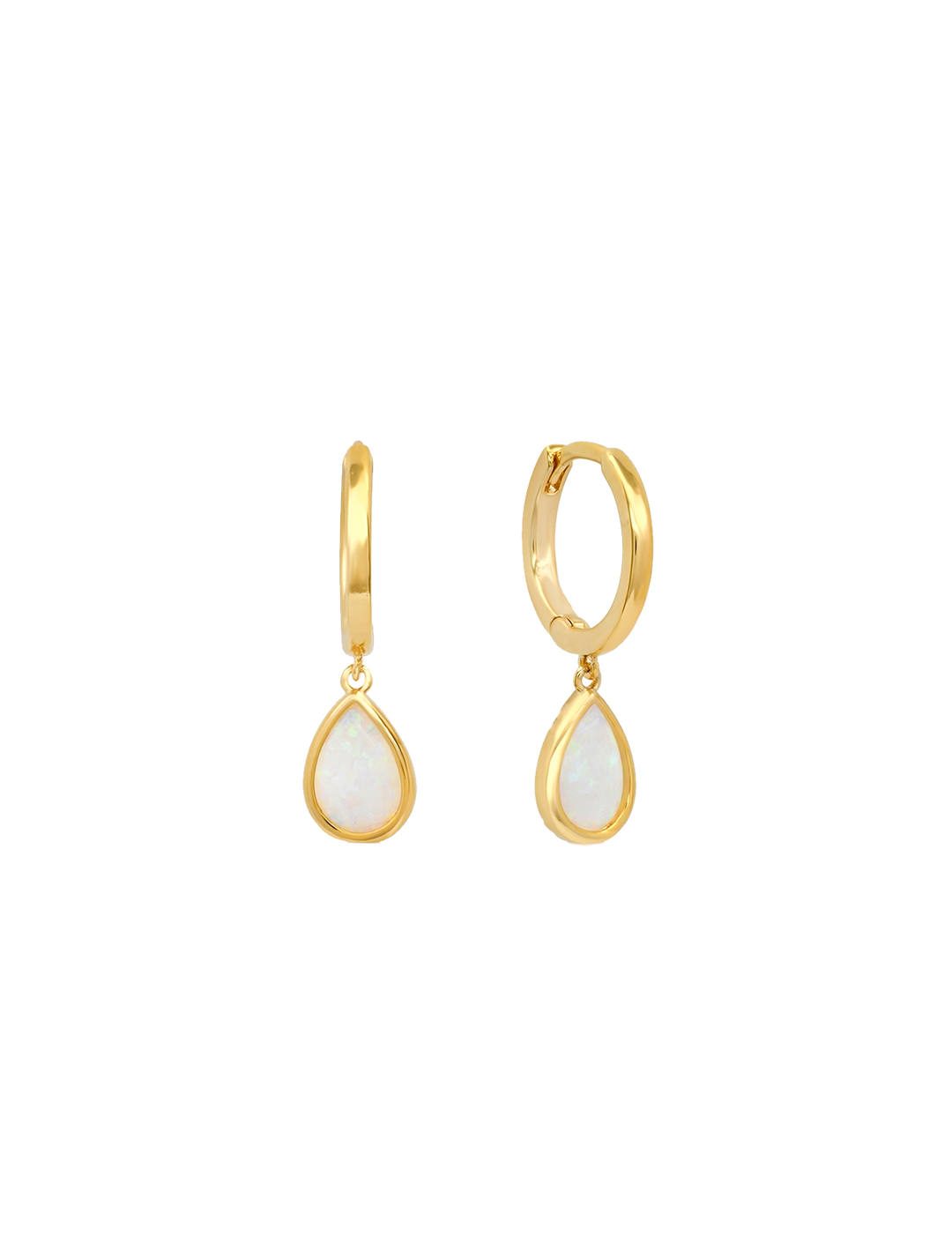 opal pear charm huggie