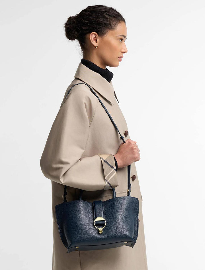 alder mini leather tote in navy