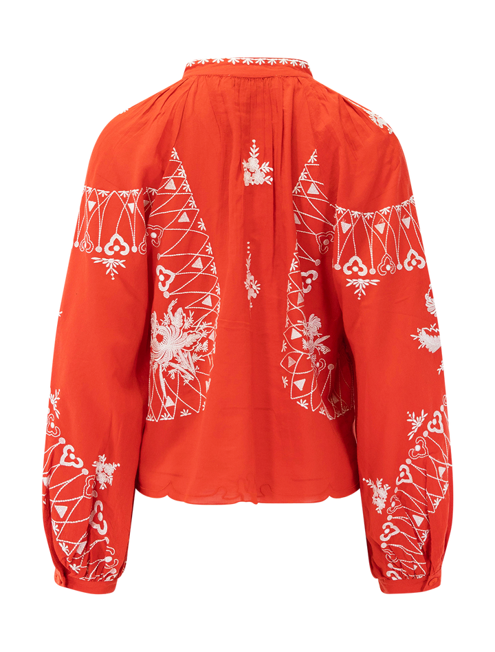 serafina embroidery blouse in poppy