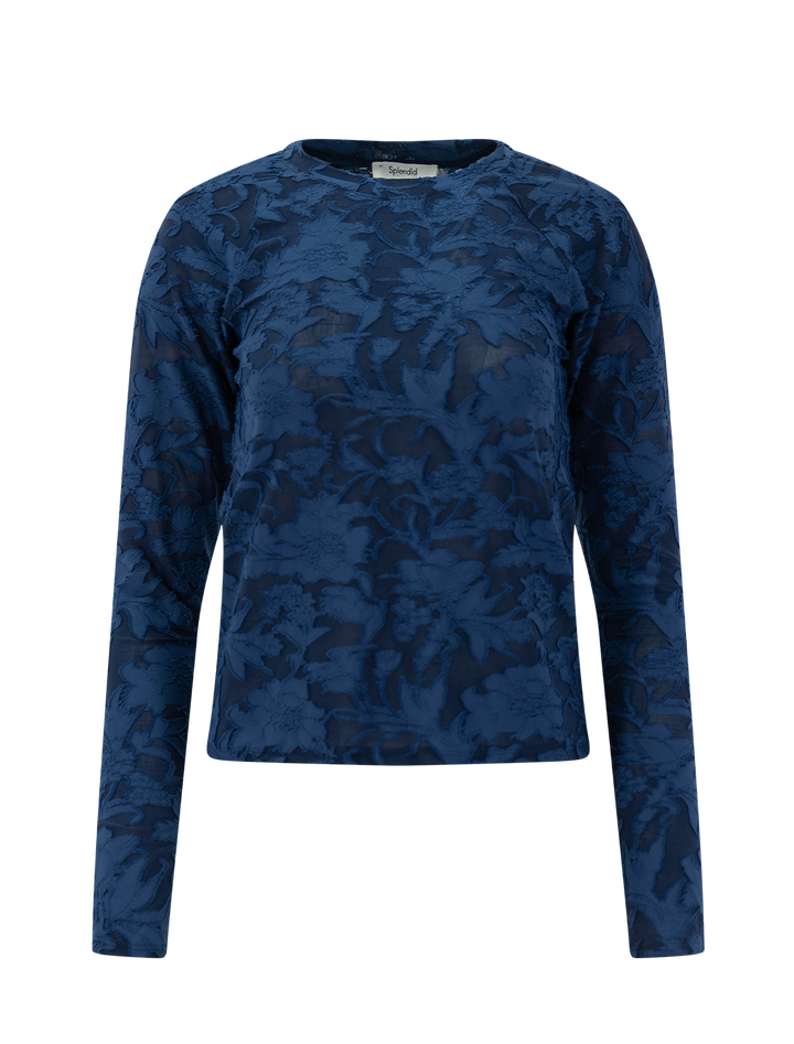 cecelia floral long sleeve tee in dark navy