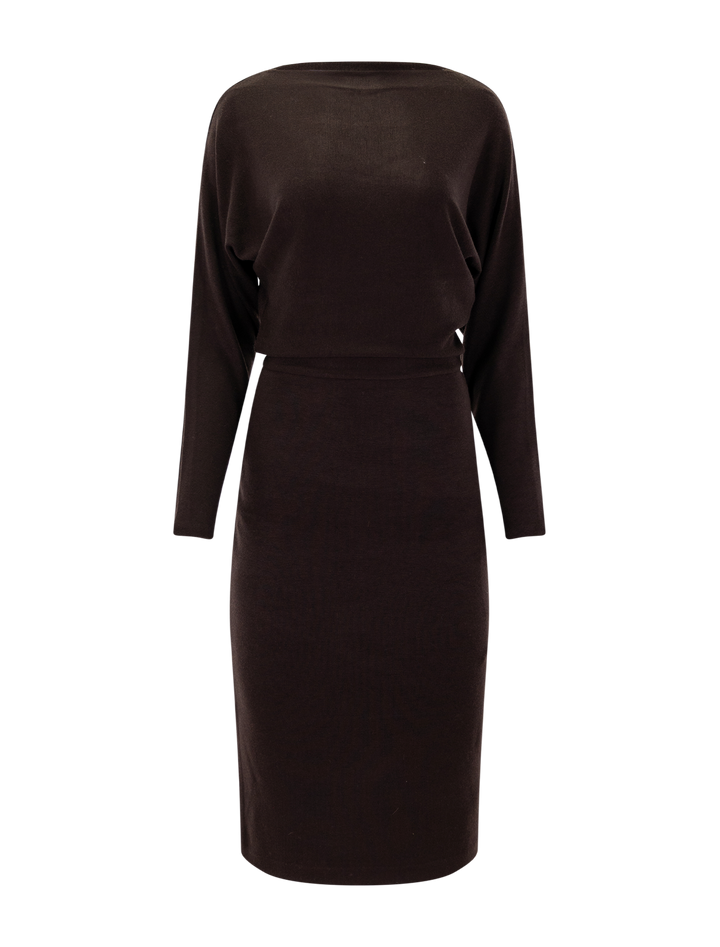 cozy midi dress in cinderwood