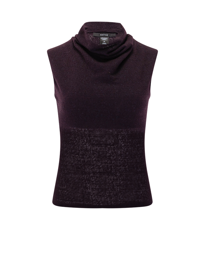 cowl neck knit shell in currant