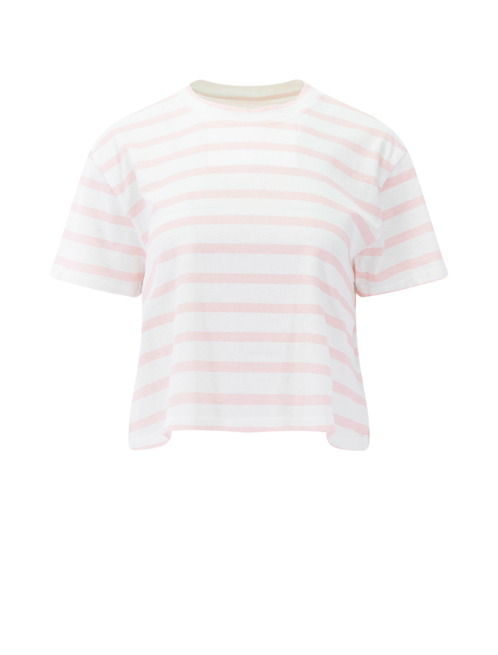 shrunken boy tee in thin pink stripe
