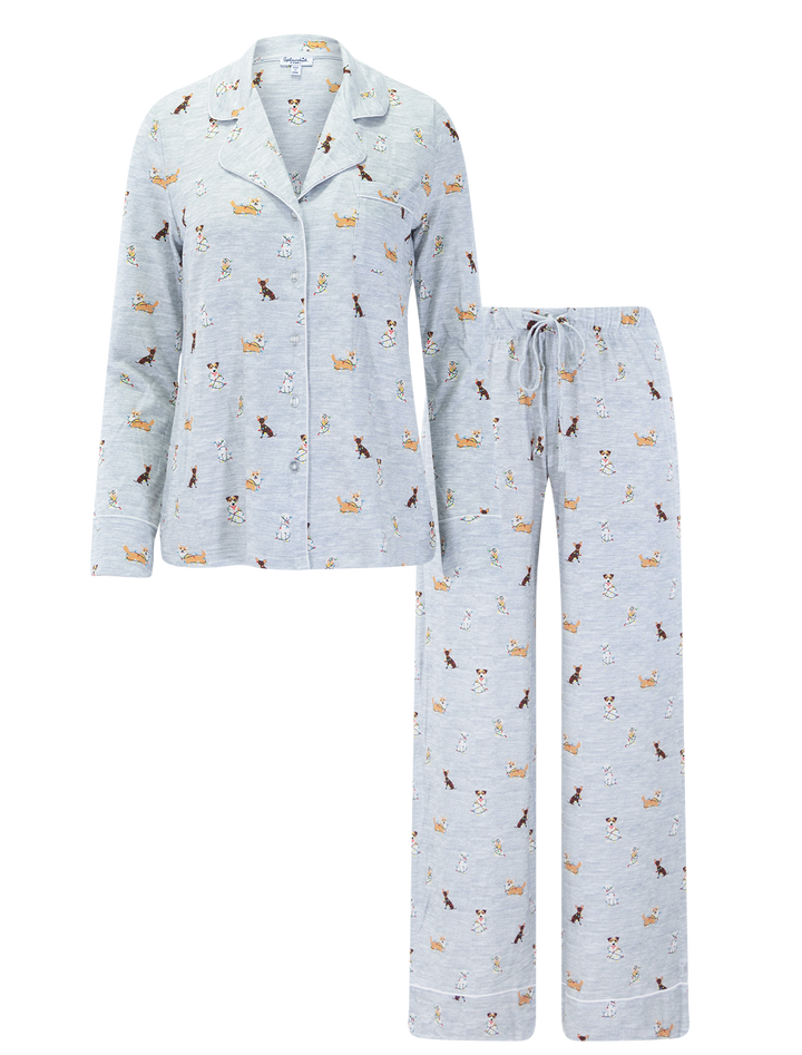 flora pillow soft twinkling dogs pj set