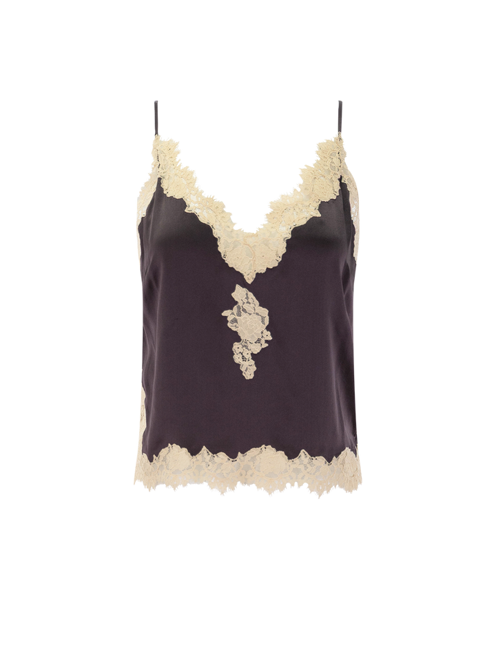 kira silk tank in equestrian brown