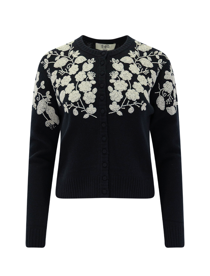 shiloh embelished cardigan in black