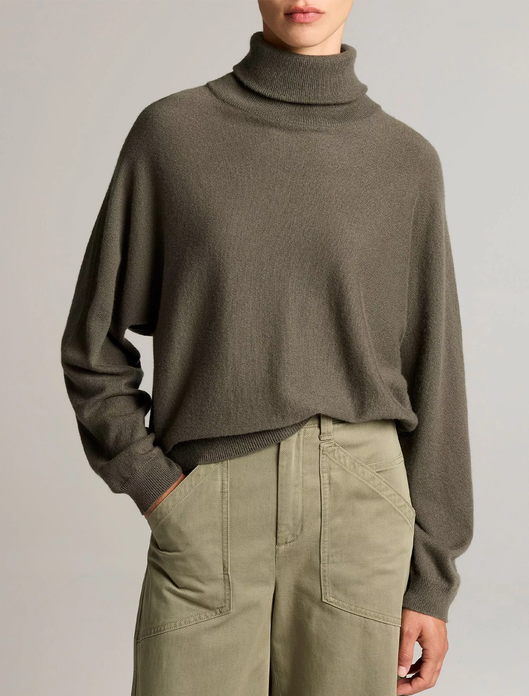 dolman turtleneck sweater in rosemary