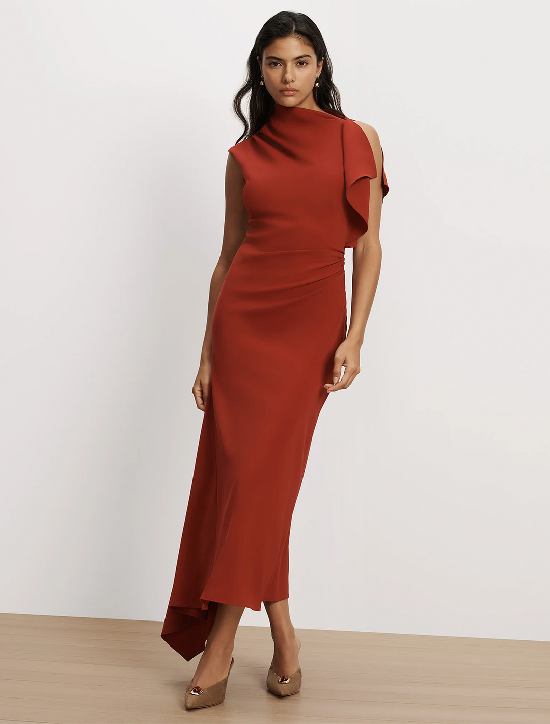brett dress in cardinal red