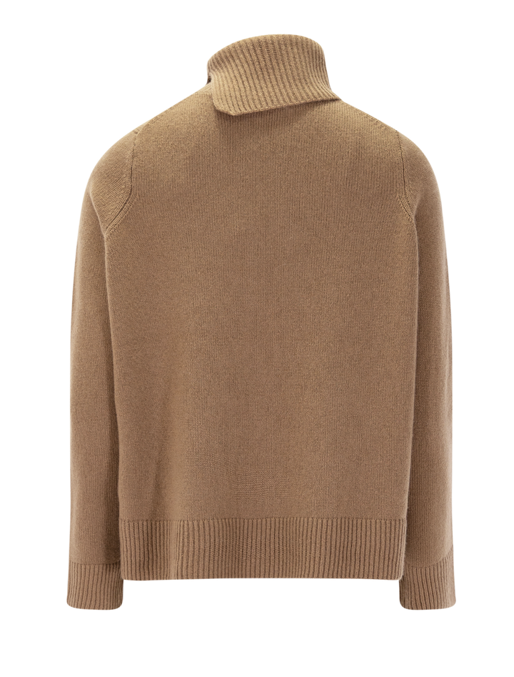swing turtleneck slit sweater in camel