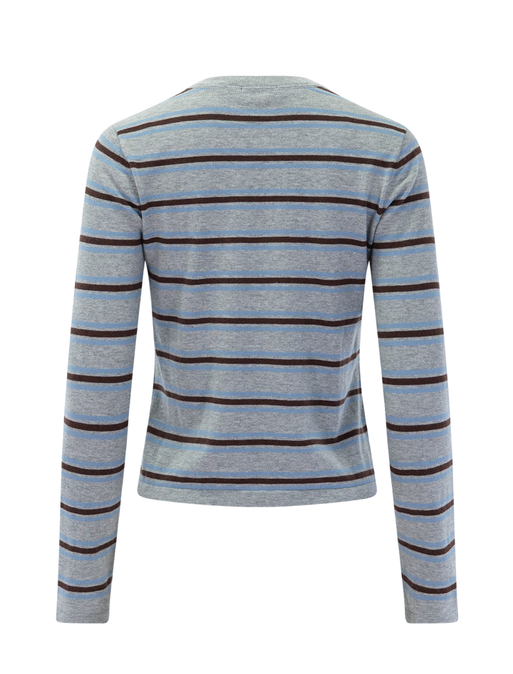 davie cashmere blend tee in heather sky stripe