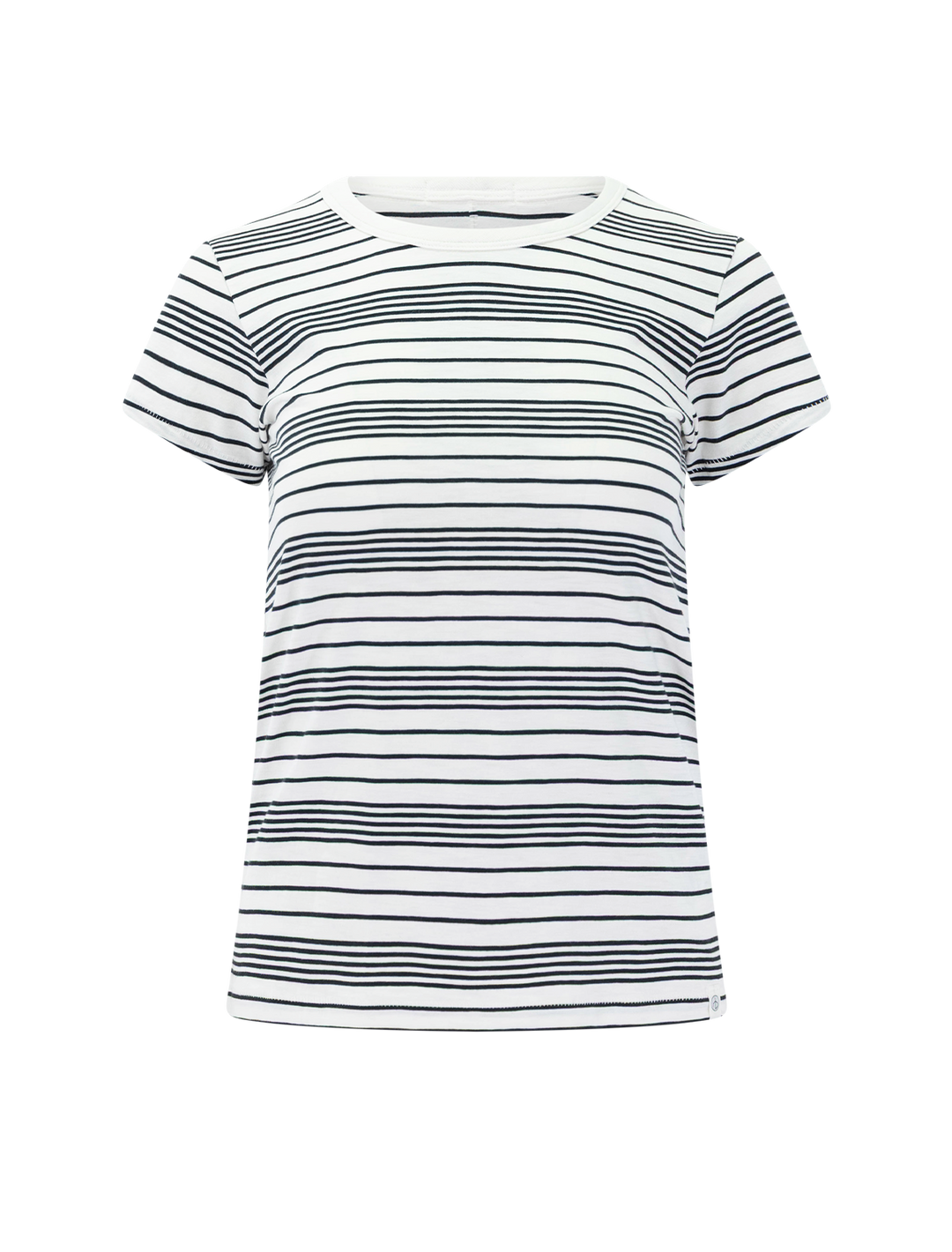slub stripe tee in ivory and black stripe