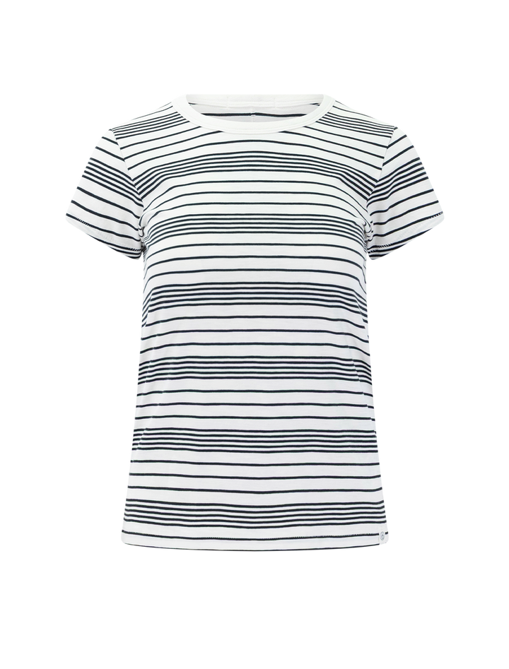 slub stripe tee in ivory and black stripe