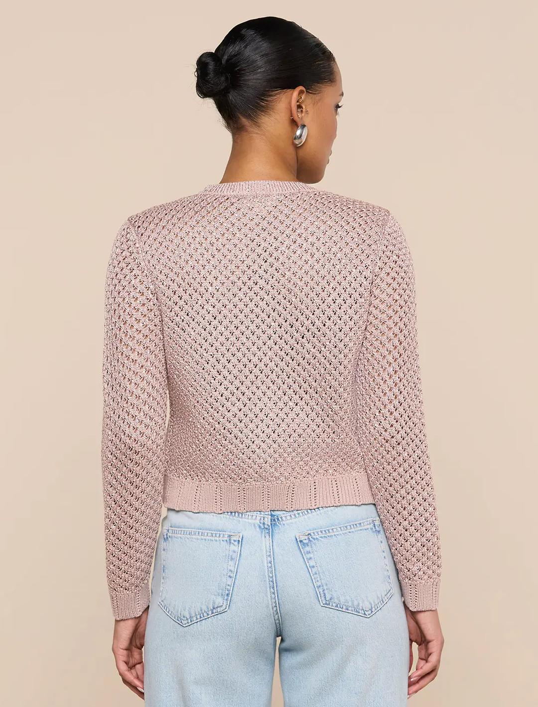 blanca sequin cardigan in adobe rose