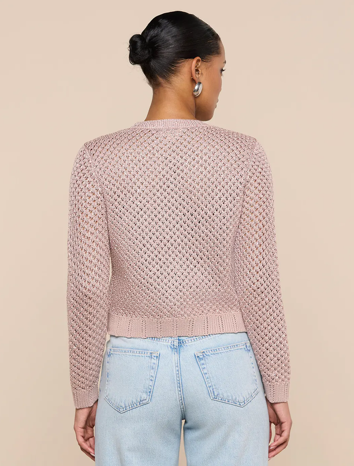 blanca sequin cardigan in adobe rose