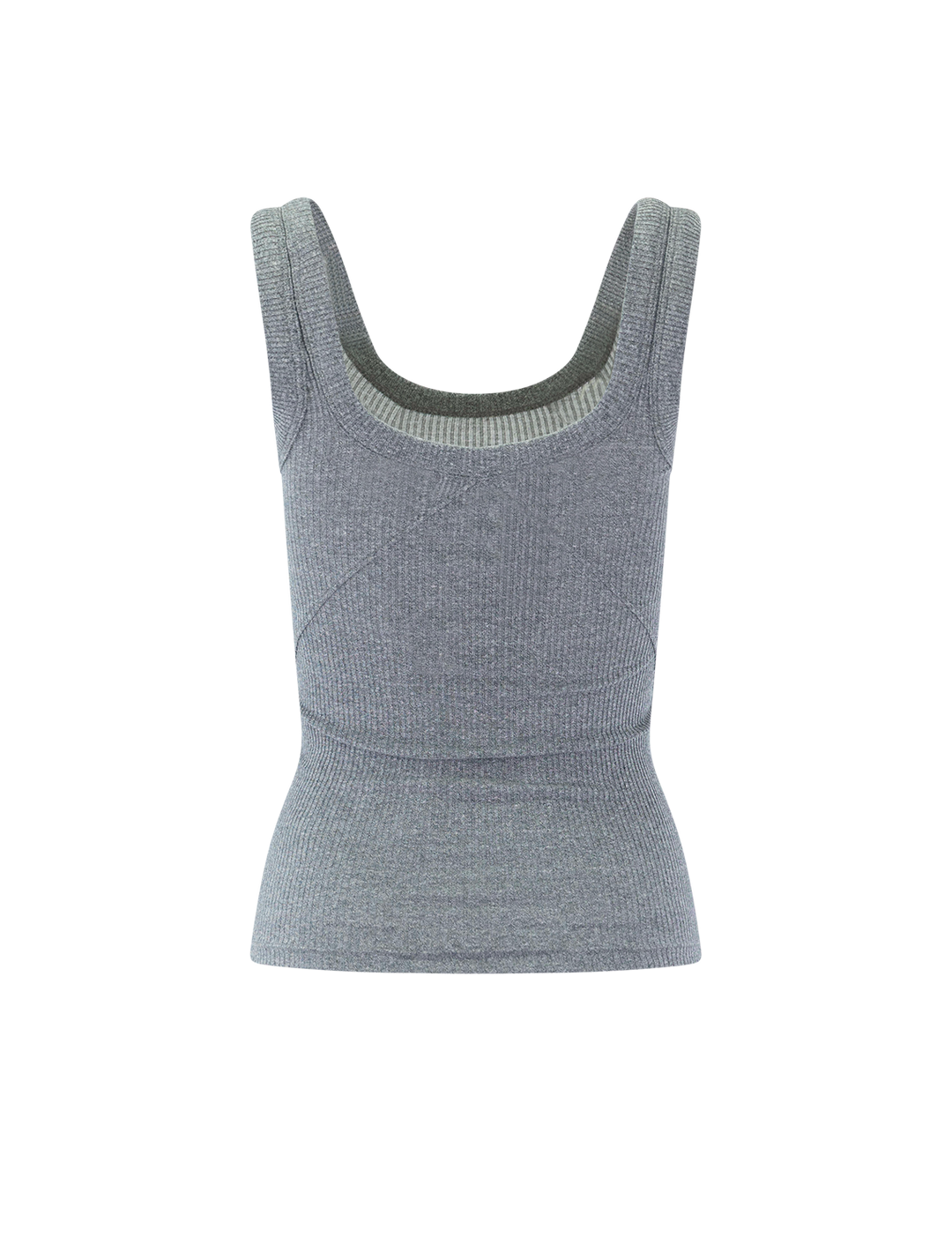 essential rib heather u neck tank in heather grey