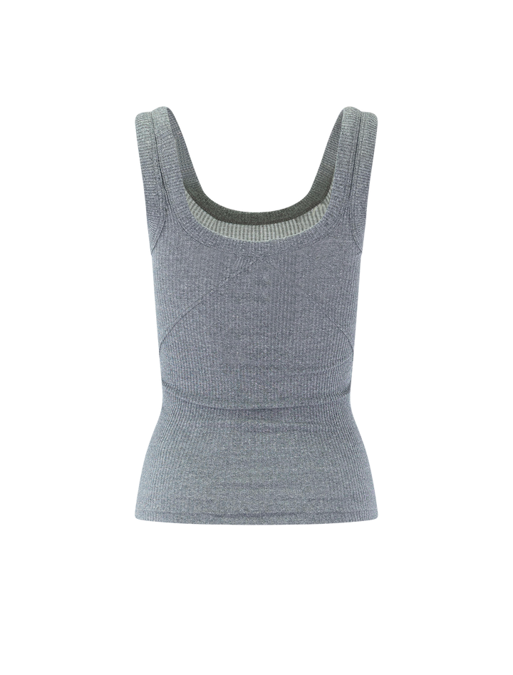 essential rib heather u neck tank in heather grey