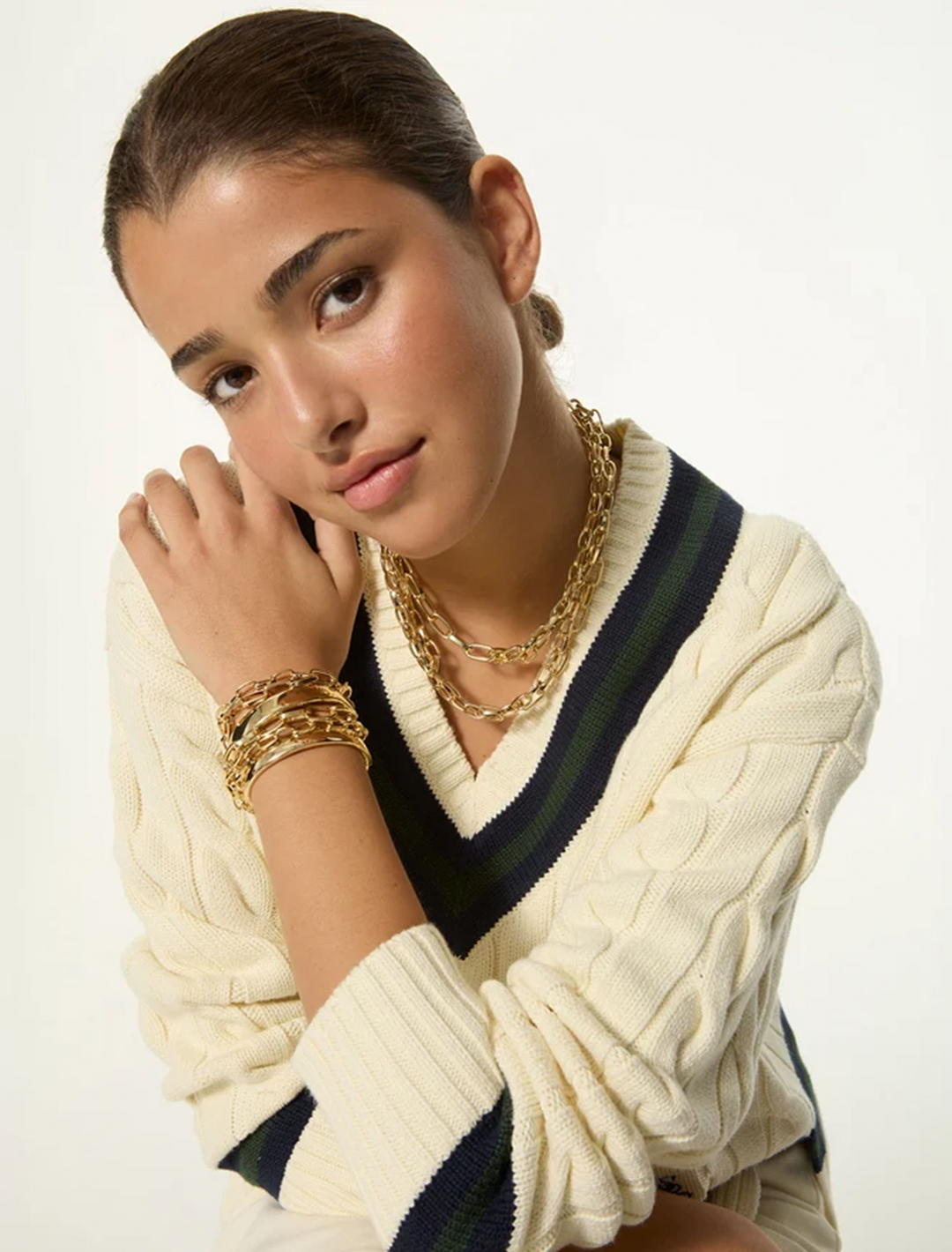 the paperclip double chain necklace