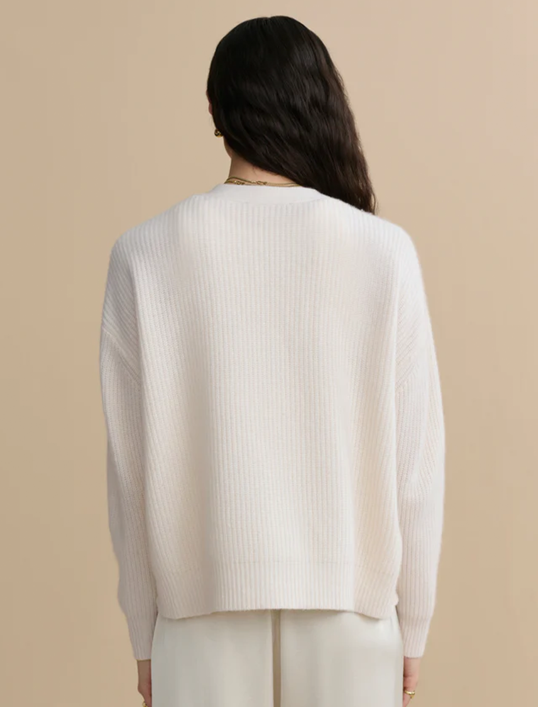cropped cashmere cocoon cardigan in ivory