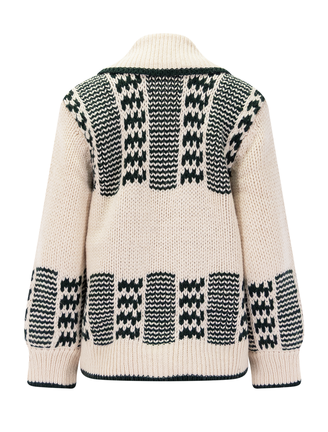 the chalet cardigan in cream and forest
