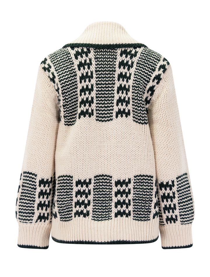 the chalet cardigan in cream and forest