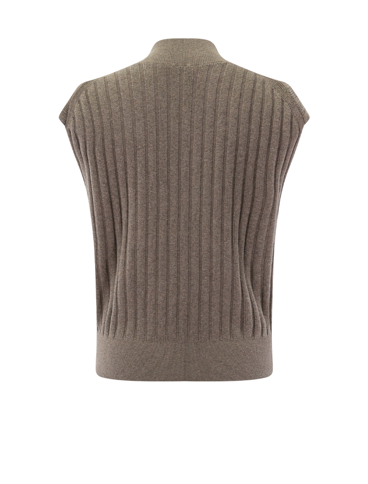 mock neck wedge sweater in mink