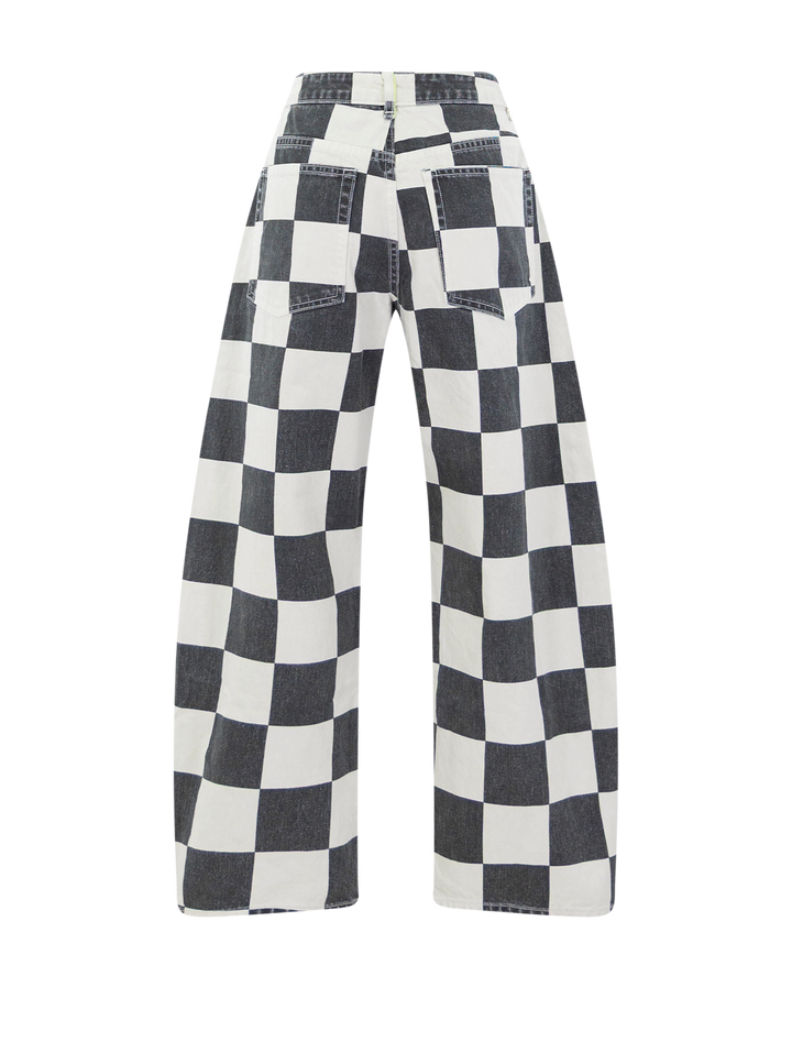 twisted barrel jean in checkerboard