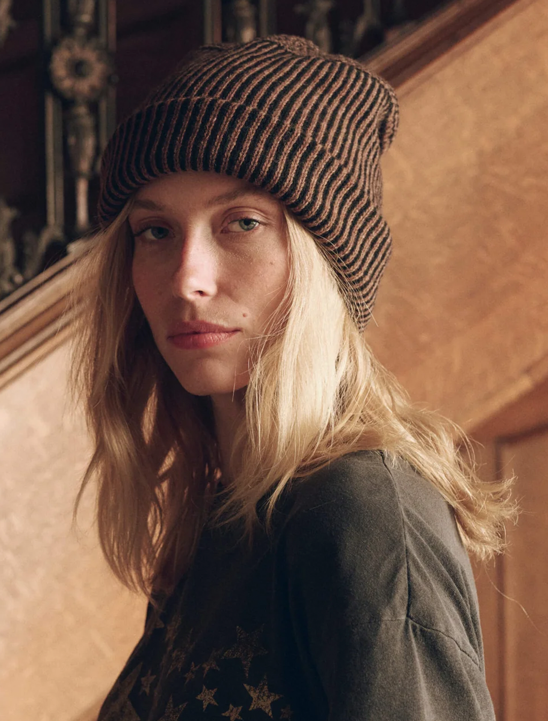 the striped beanie