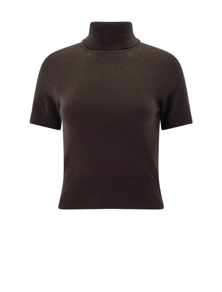tori cashmere short sleeve turtleneck in java