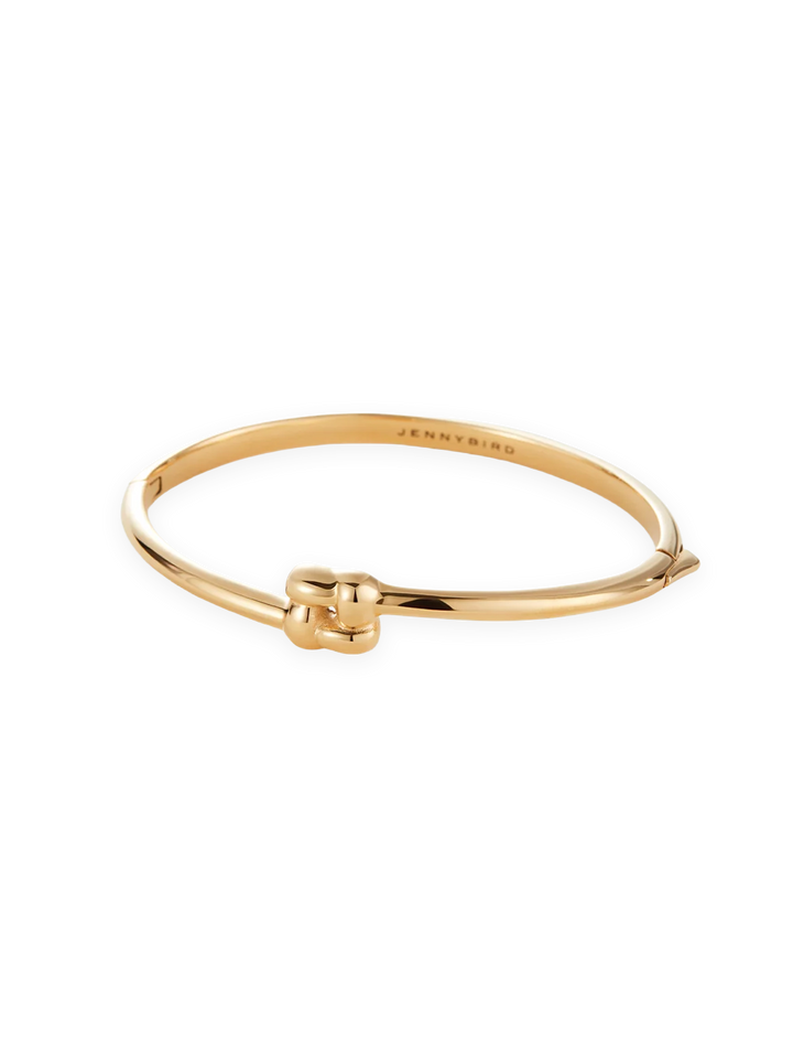 slim woven square bangle in gold