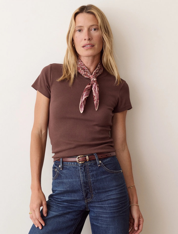 lexi rib crew tee in chocolate