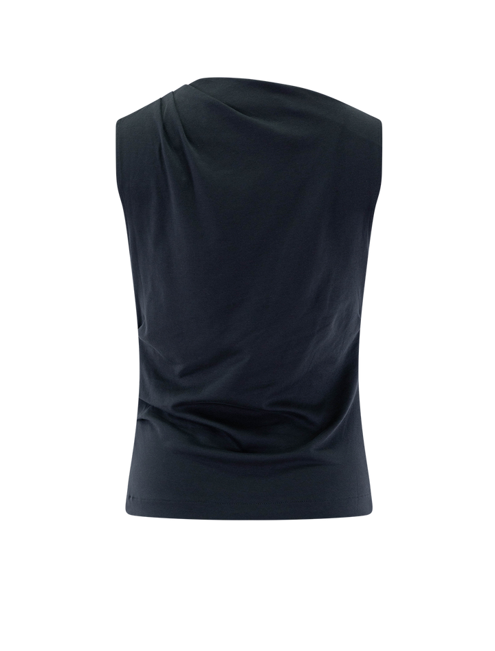 sleeveless draped top in ink