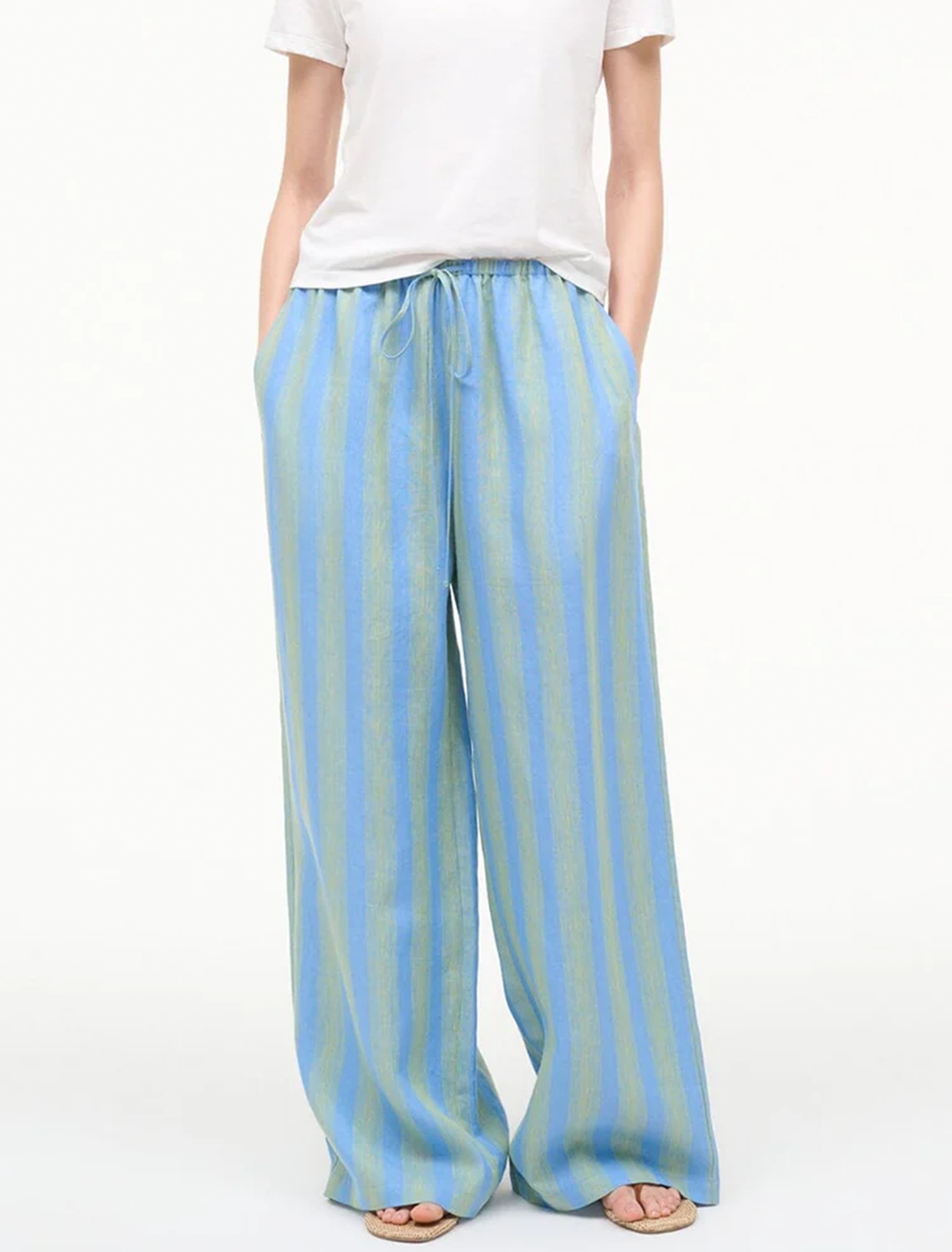 mateo pant in linen seaport stripe