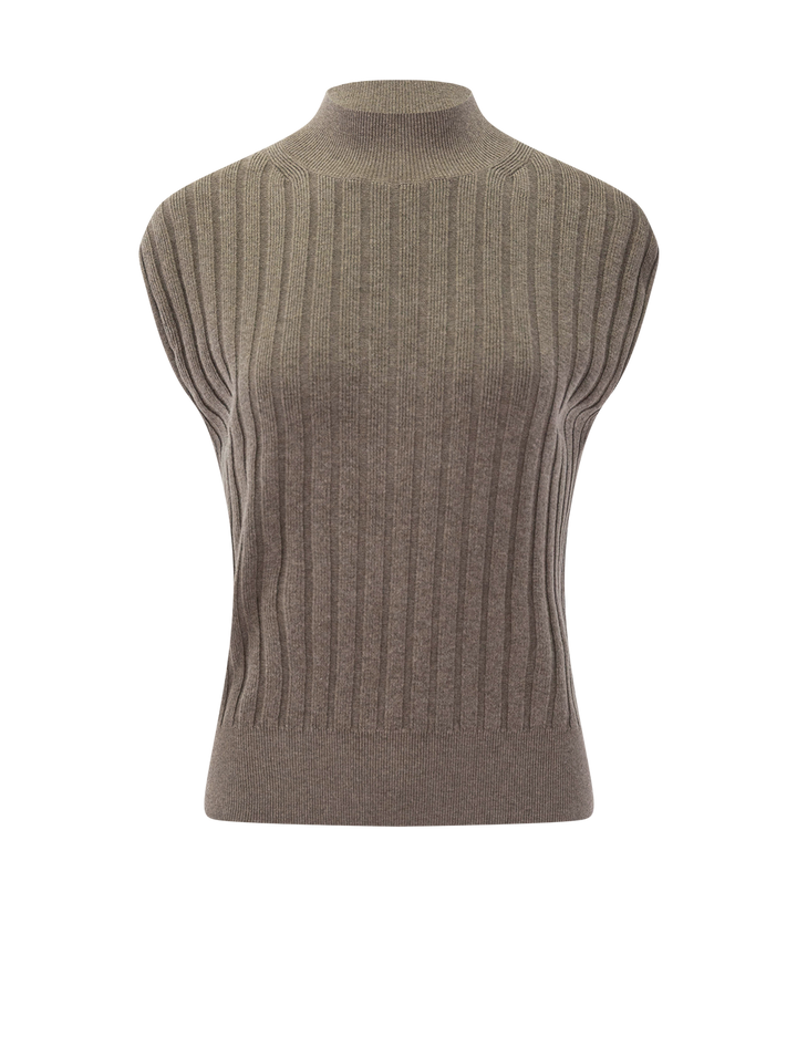 mock neck wedge sweater in mink