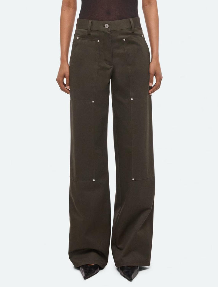 carpenter pants in dark moss