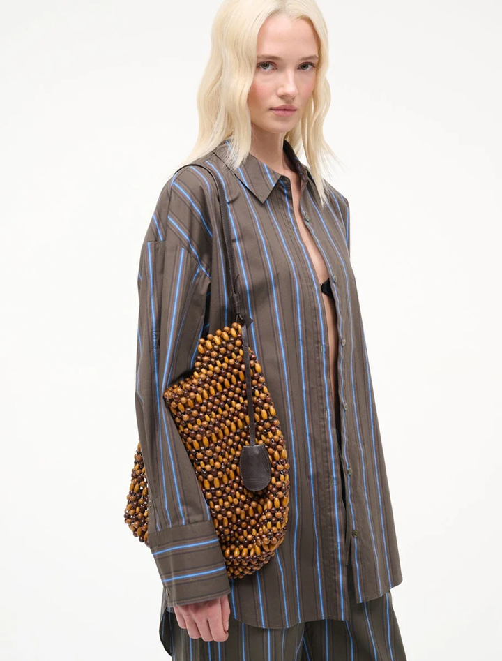 drift shoulder bag in multi wood beads