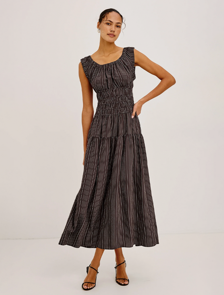 anastasia dress in chicory stripe