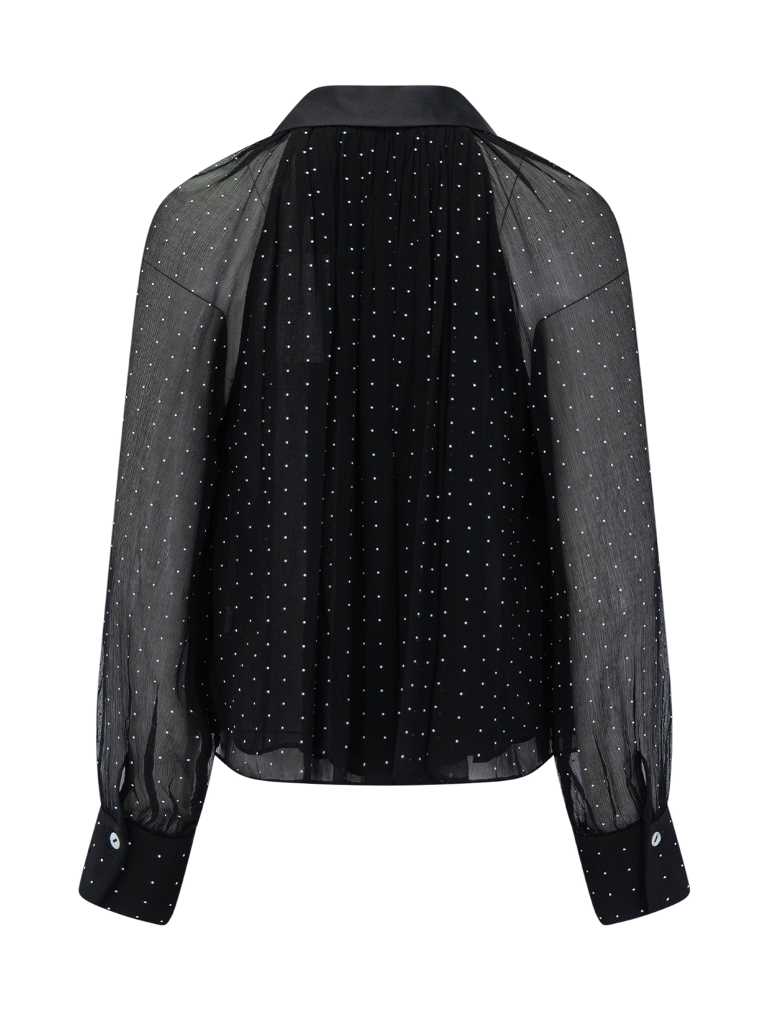 dot chiffon gathered blouse
