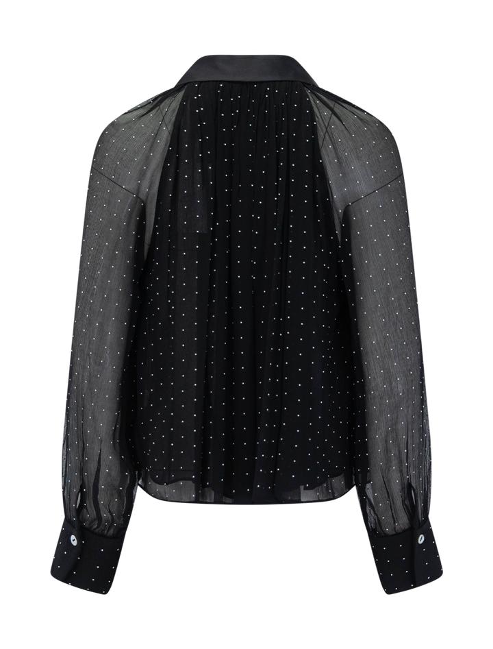 dot chiffon gathered blouse