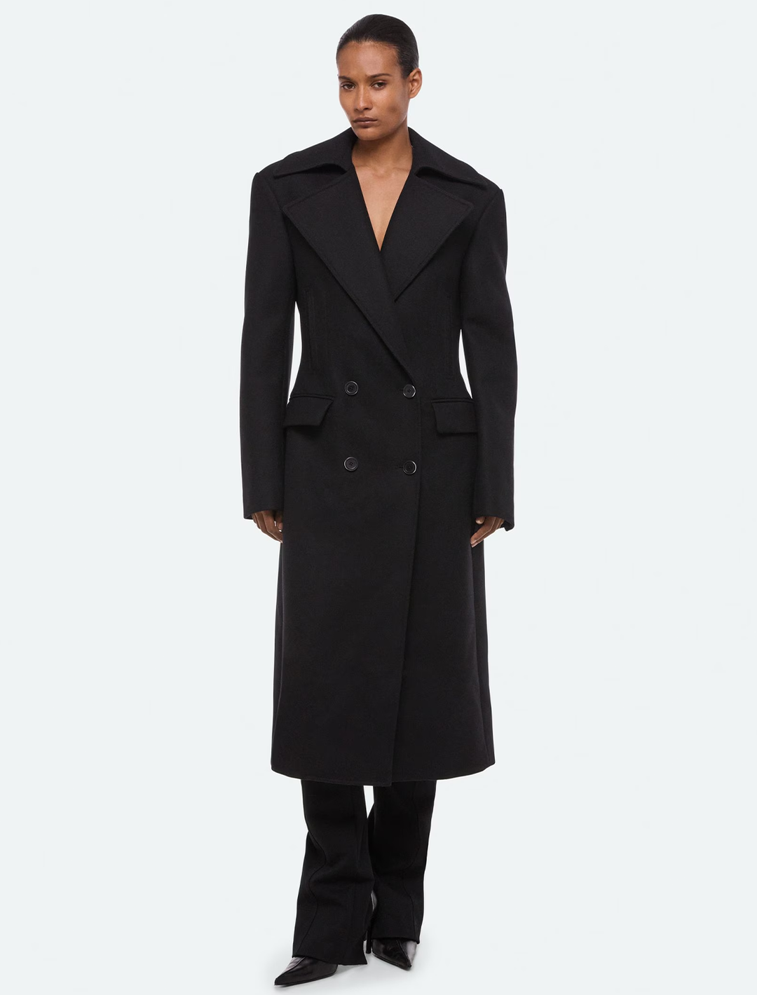 sculptural coat in black