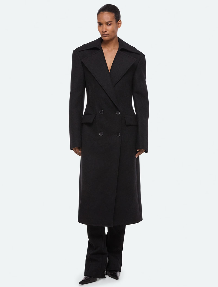 sculptural coat in black