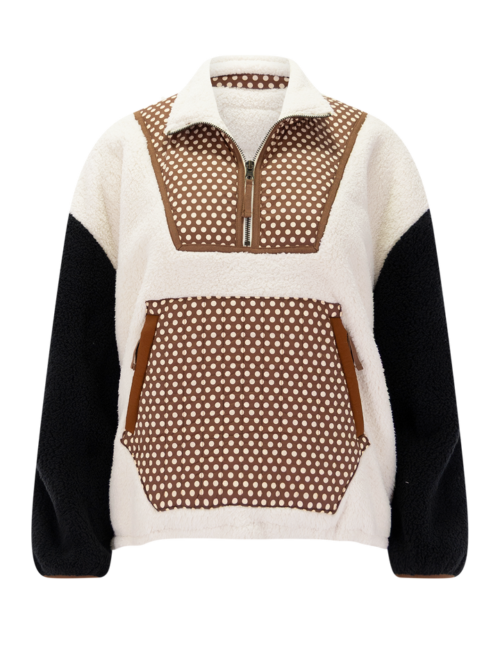 the plush crosswind pullover in cream and chocolate
