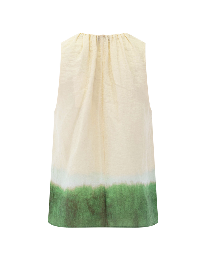 dip dye a-line sleeveless top in porcelein and herb