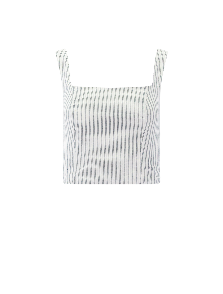 zoe hemp tank in cream and navy stripe