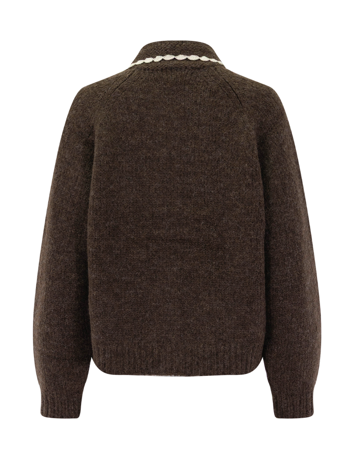 the crochet collar cardigan in chocolate