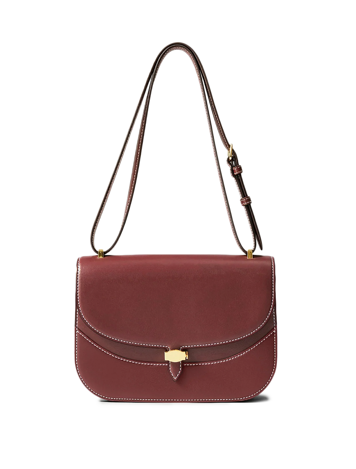 dash saddle bag in burgundy leather