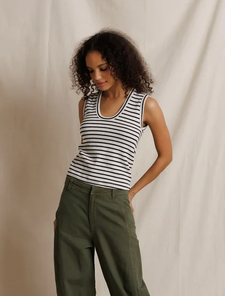 tracy tank in natural and black stripe